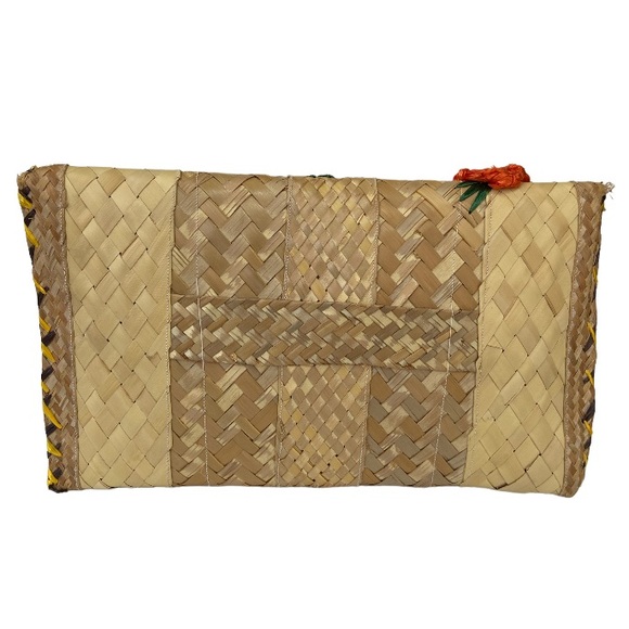 Vintage Floral Straw Clutch Bag - Picture 3 of 10